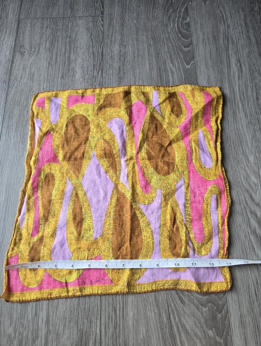 Vintage Square Scarf 60s Mod Psychedelic Pink Purple Gold Abstract Neckerchief